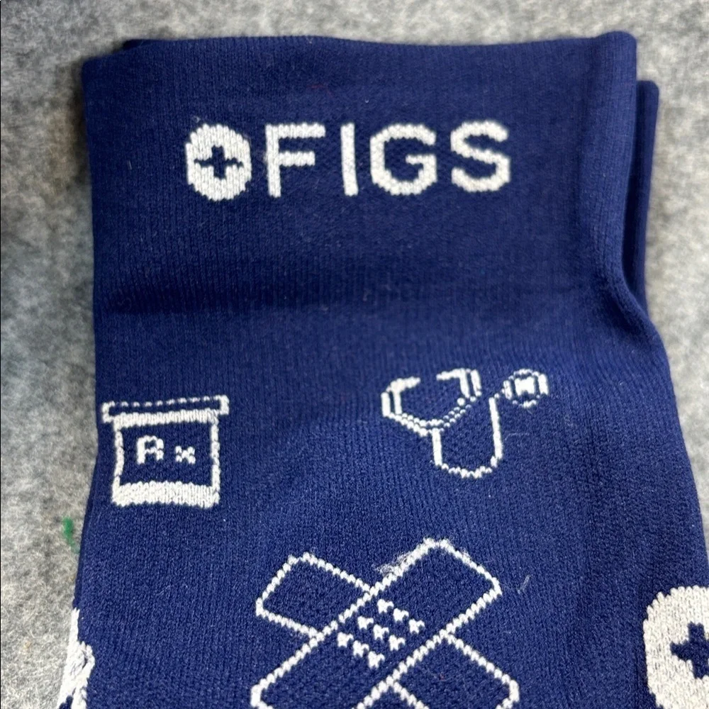 FIGS 100% Awesome compression blue white medical series  Patterned socks S